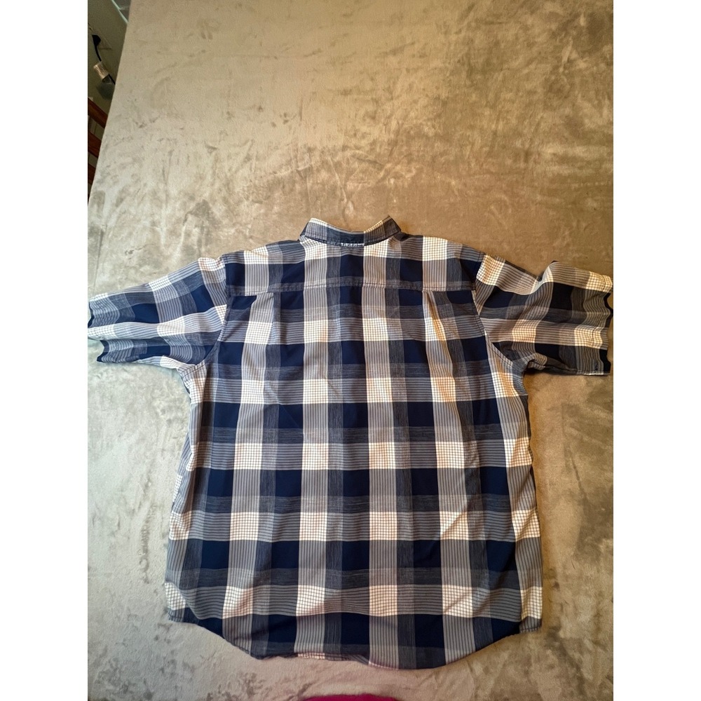 Orvis Shirt Mens XXL Blue Orange Short Sleeve Plaid Button Down - Picture 6 of 6